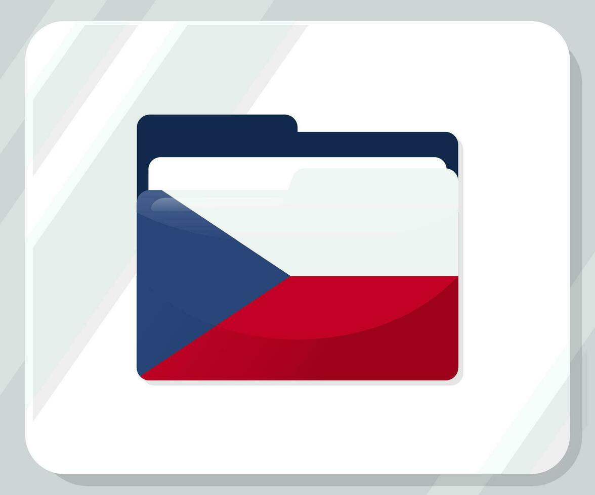 Czech Glossy Folder Flag Icon vector