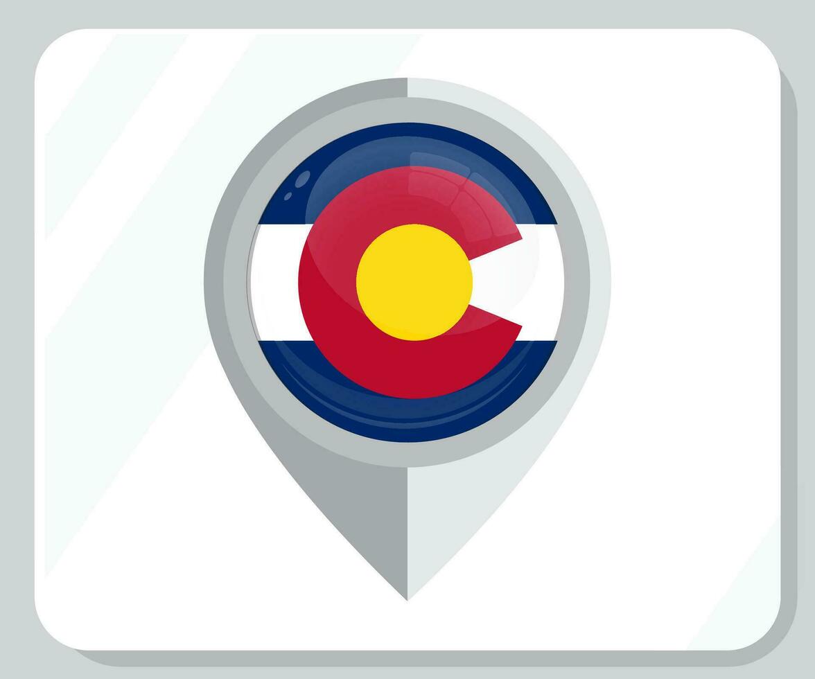 Colorado Glossy Pin Location Flag Icon vector