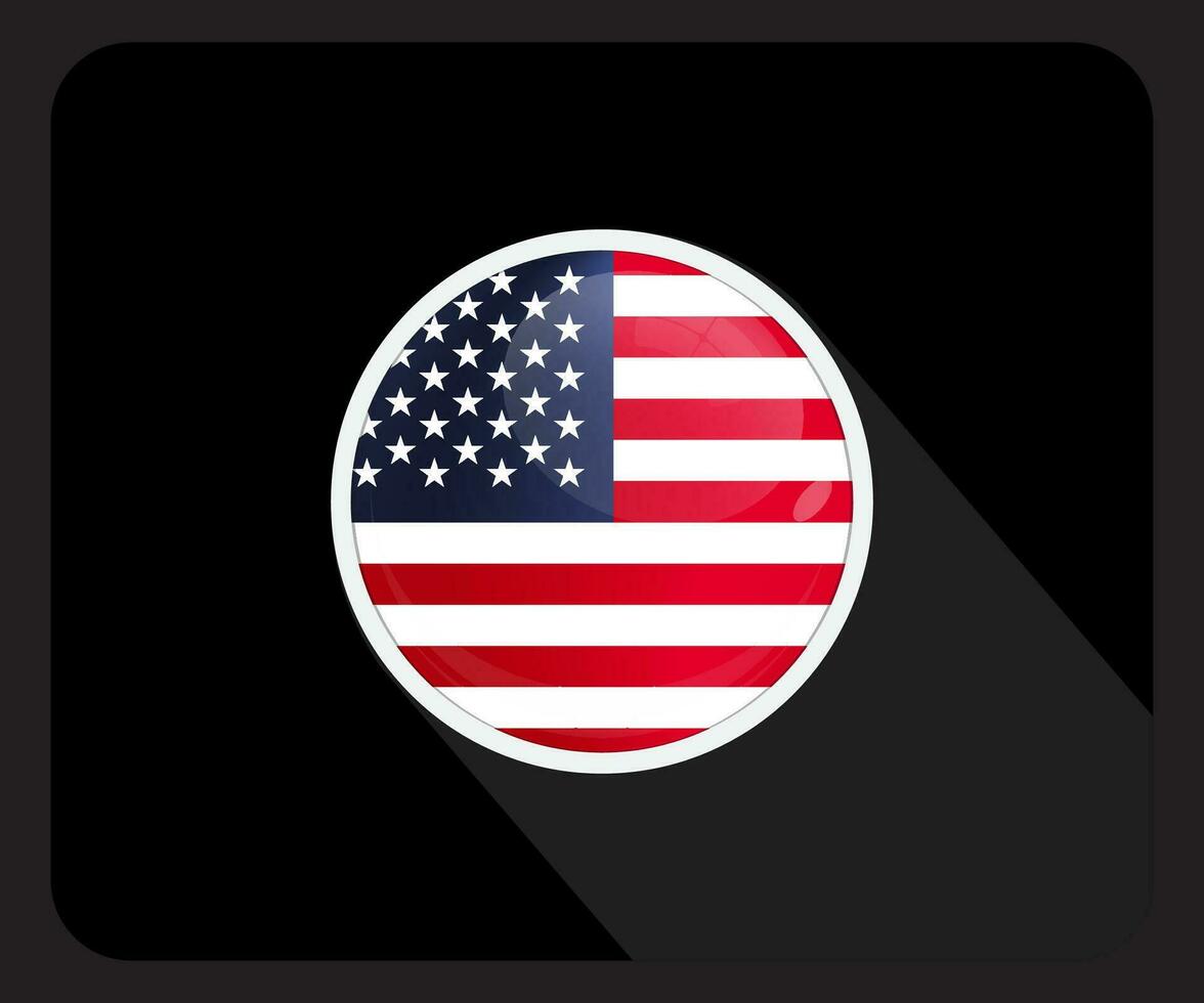 America Glossy Circle Flag Icon vector