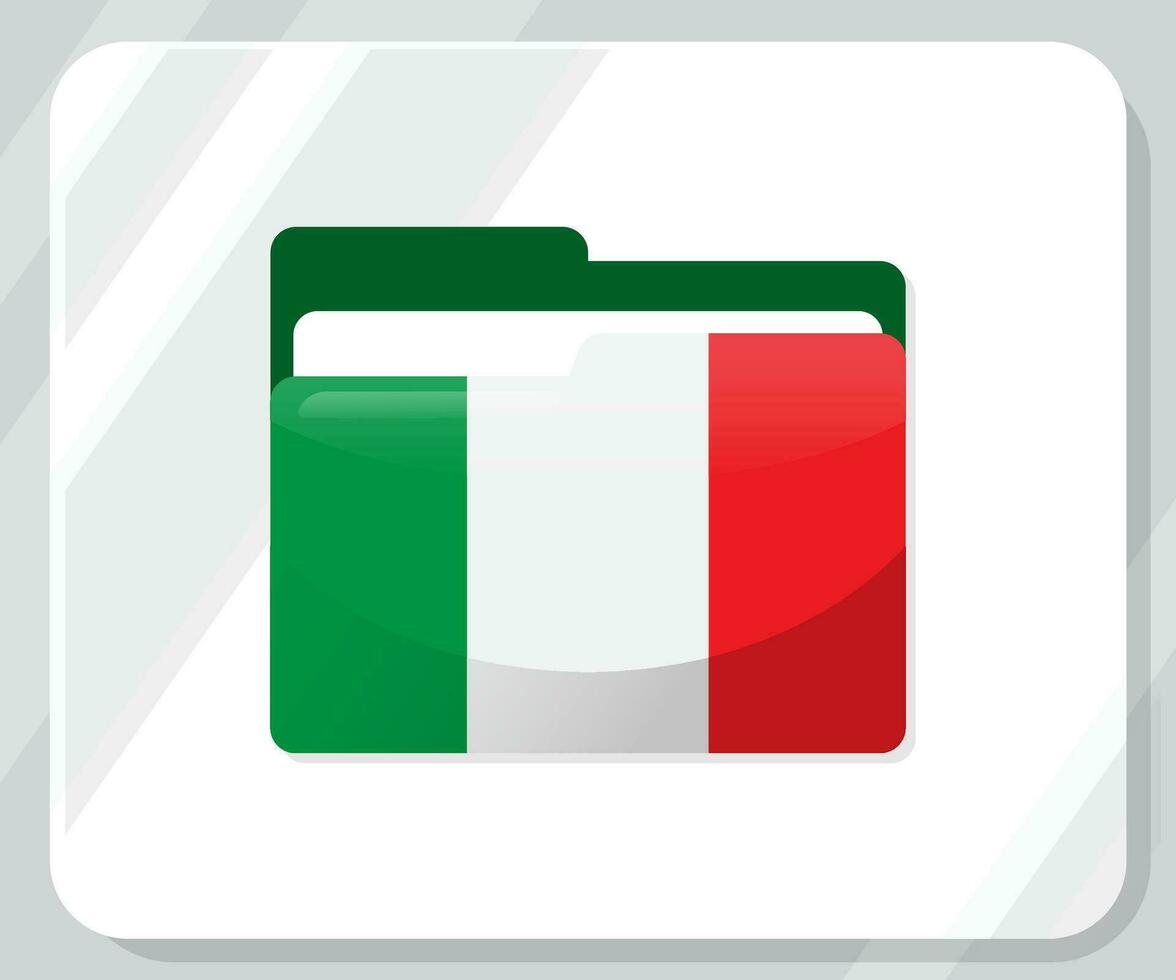 Italy Glossy Folder Flag Icon vector
