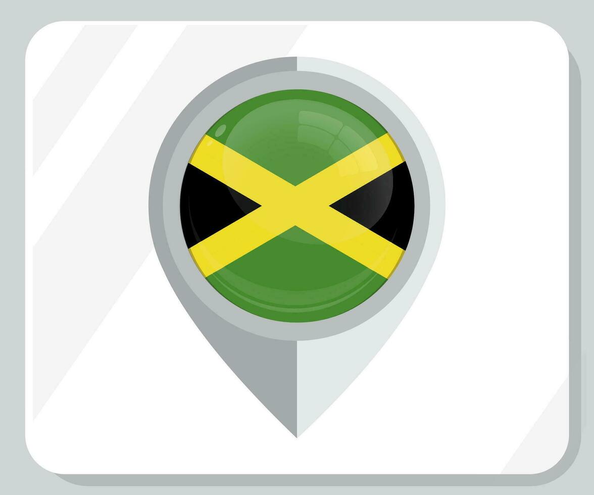 Jamaica lustroso alfiler ubicación bandera icono vector
