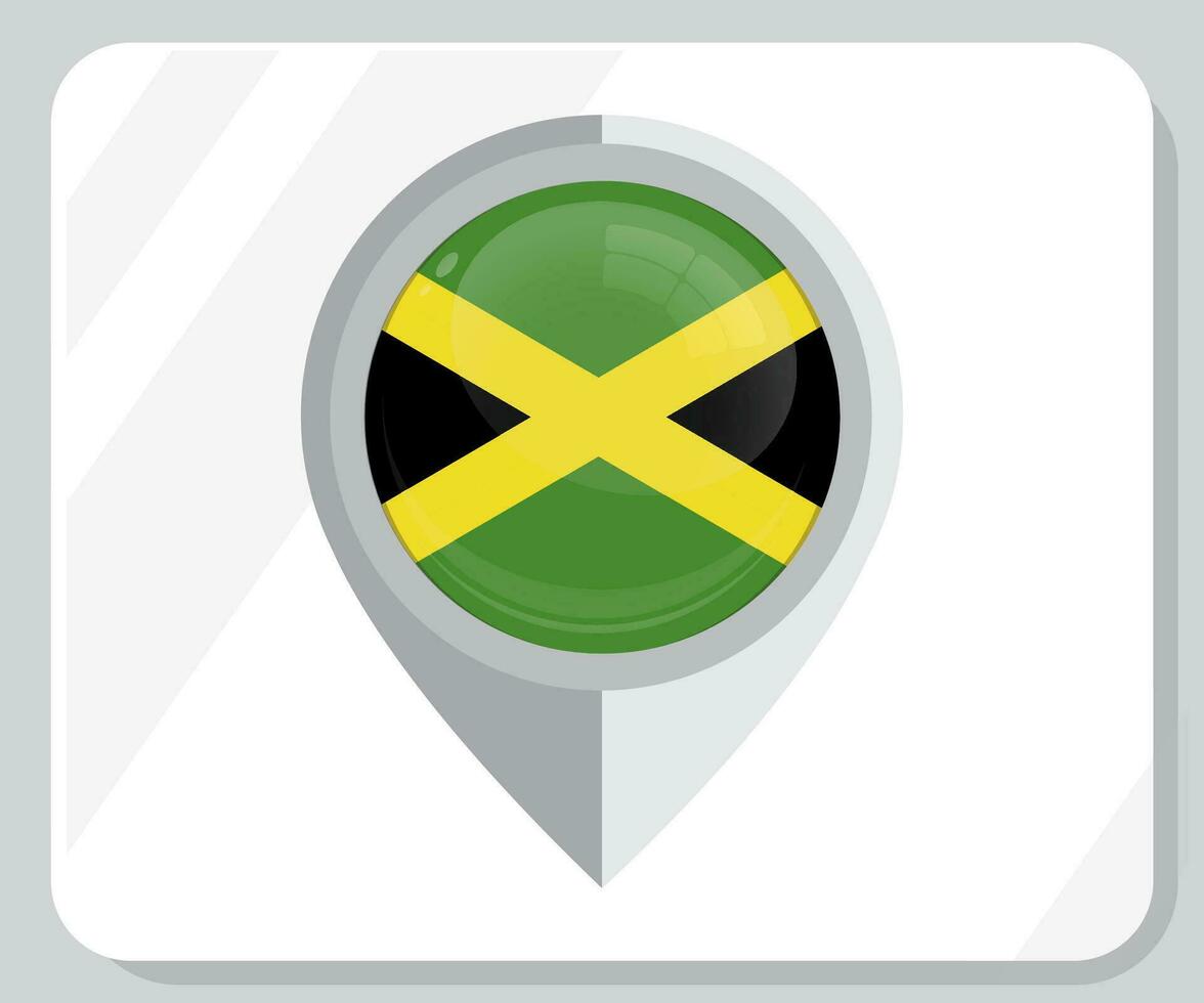 Jamaica Glossy Pin Location Flag Icon vector