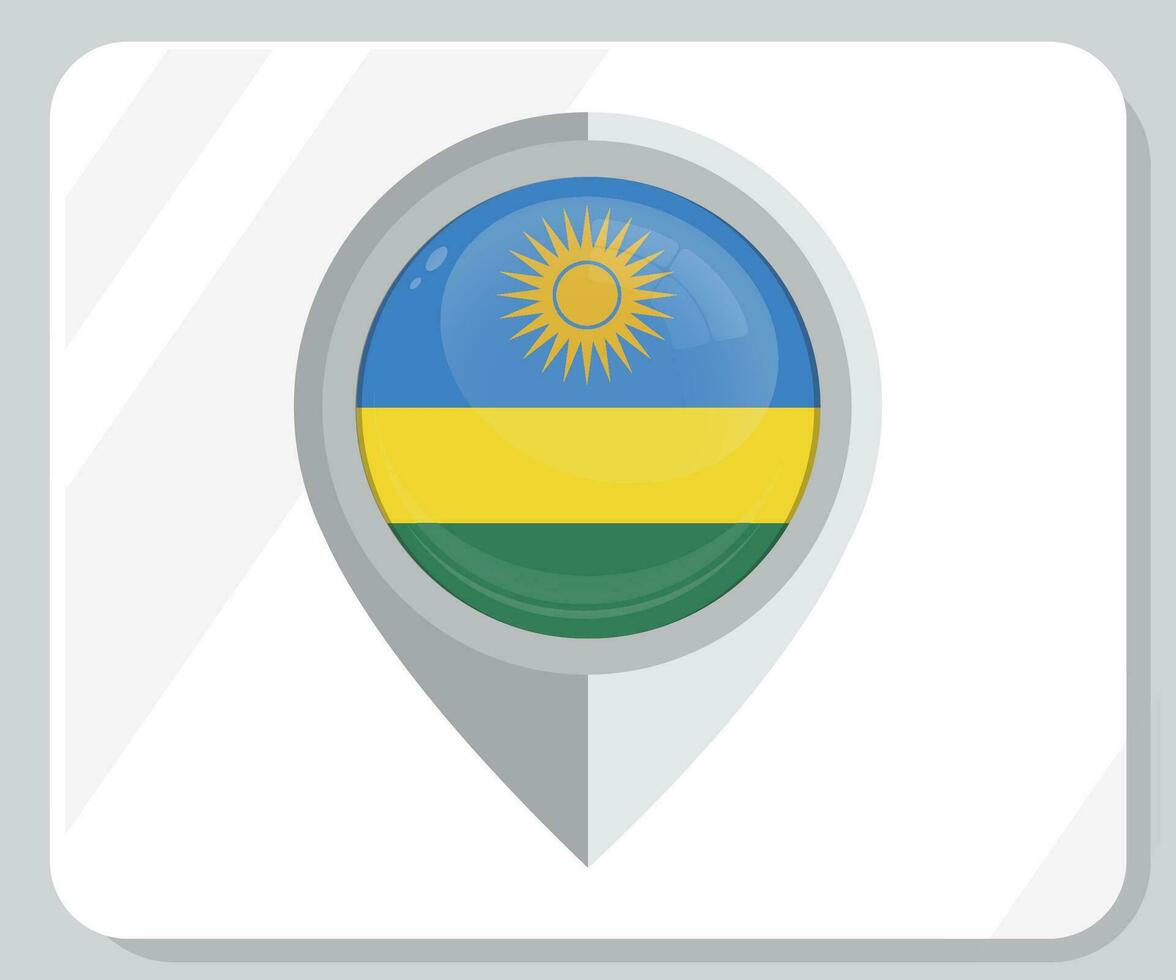 Rwanda Glossy Pin Location Flag Icon vector