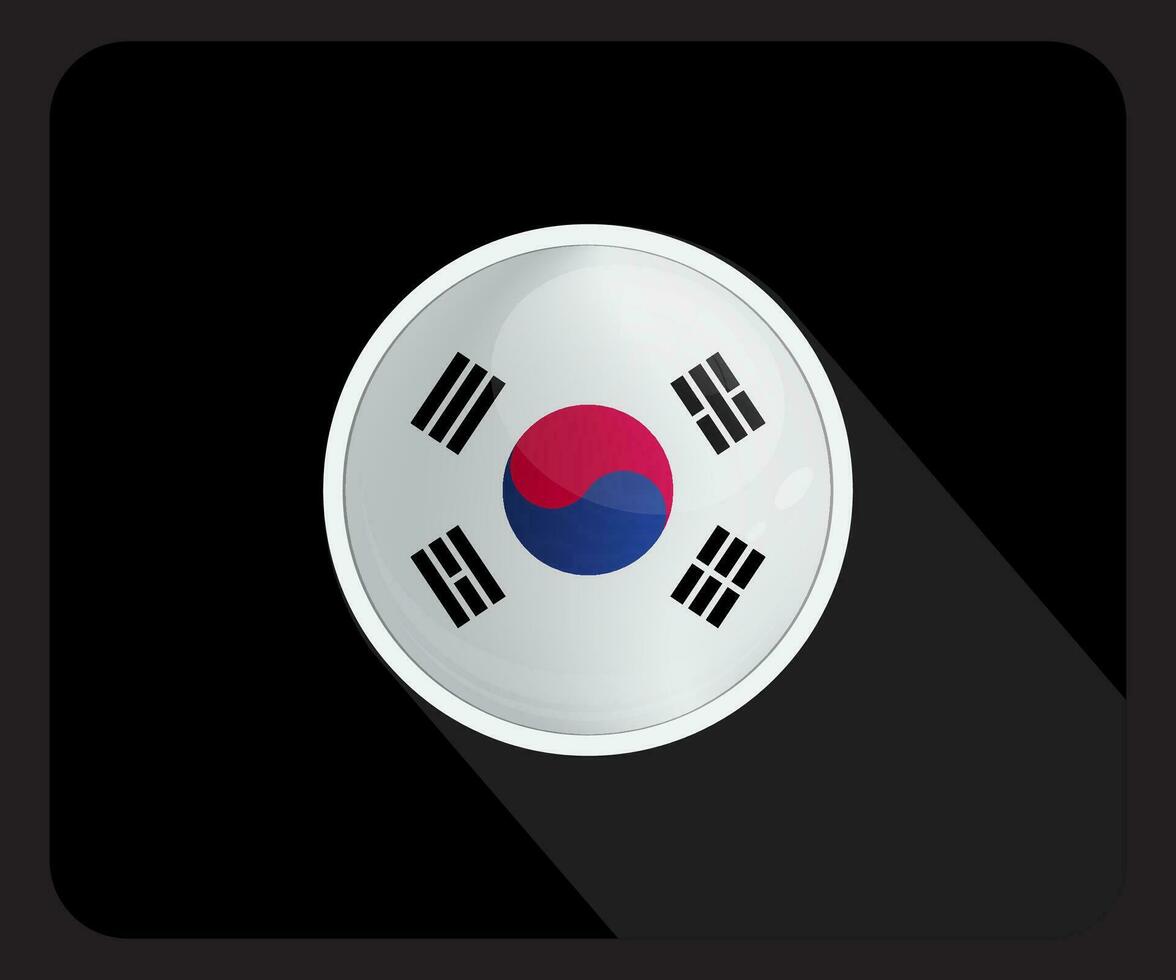 Korea Glossy Circle Flag Icon vector