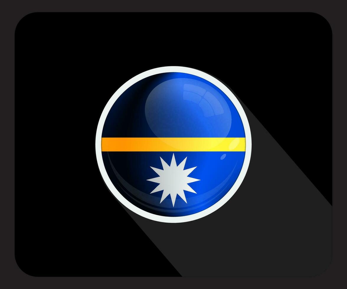 Nauru Glossy Circle Flag Icon vector
