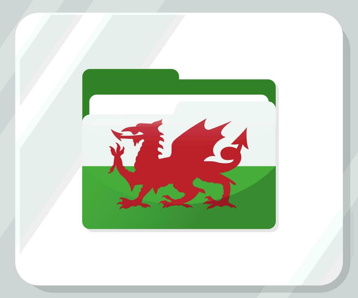 Wales Glossy Folder Flag Icon vector