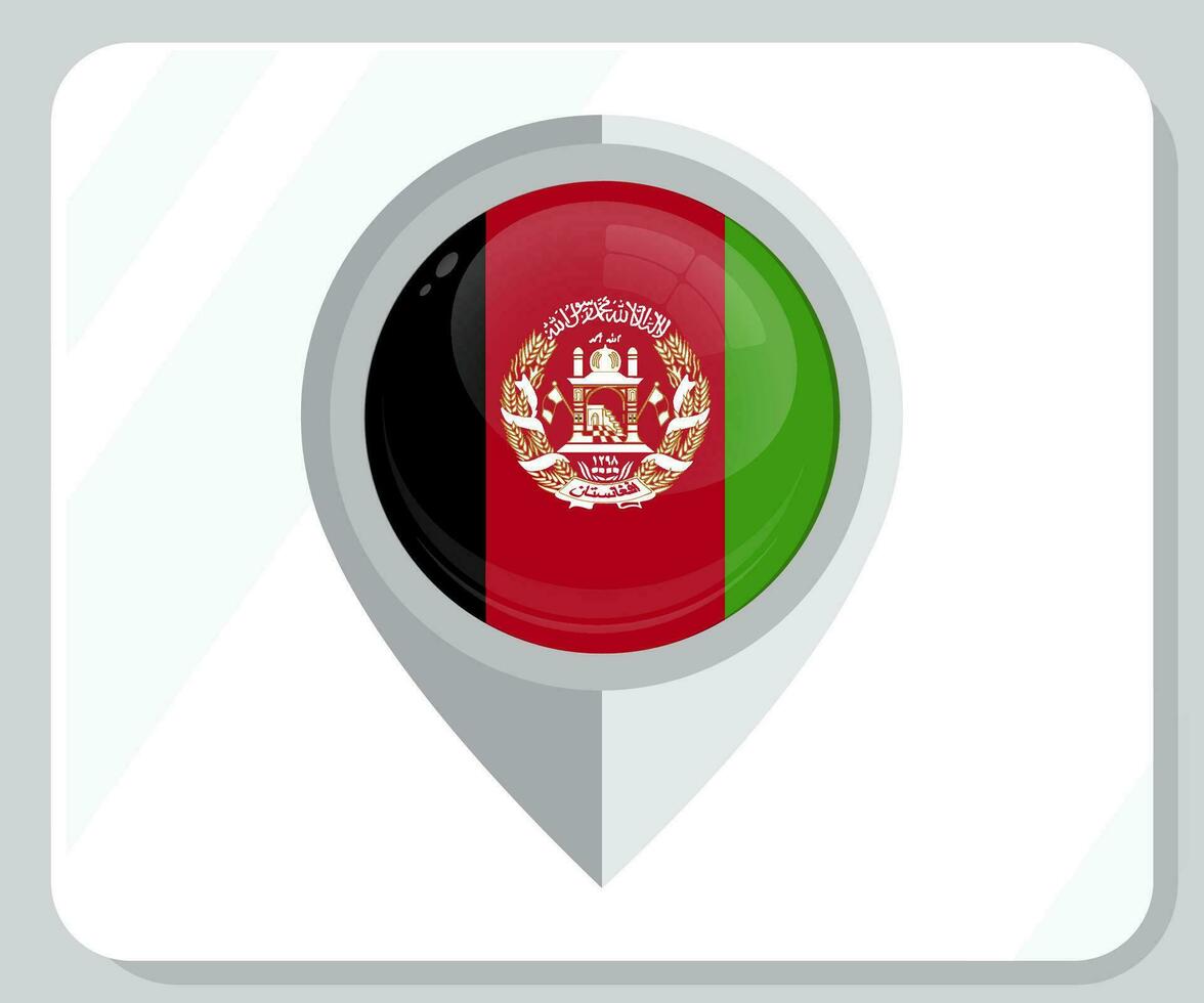 Afganistán lustroso alfiler ubicación bandera icono vector