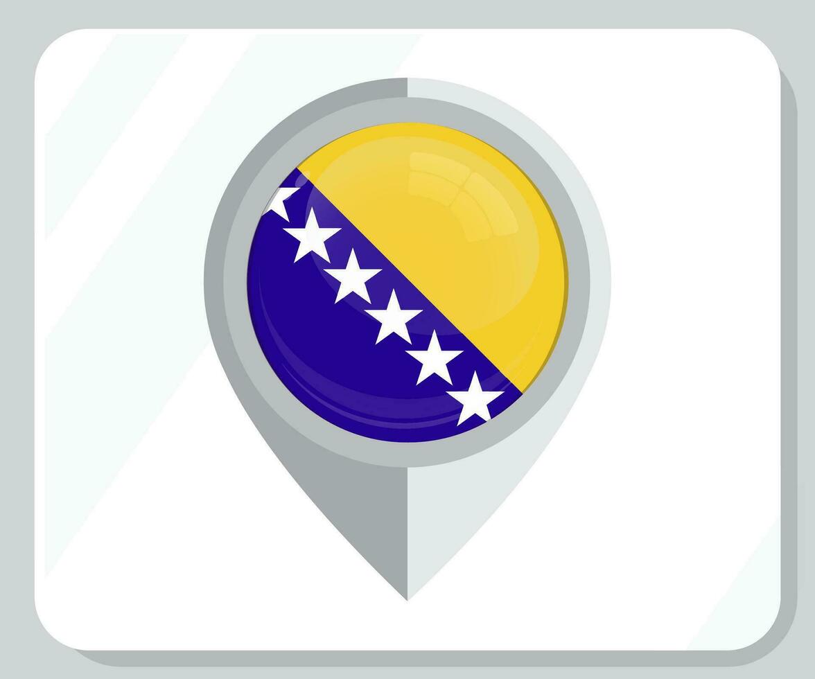 Bosnia And Herzergovina Glossy Pin Location Flag Icon vector