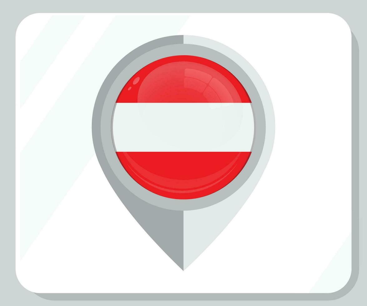 Austria Glossy Pin Location Flag Icon vector