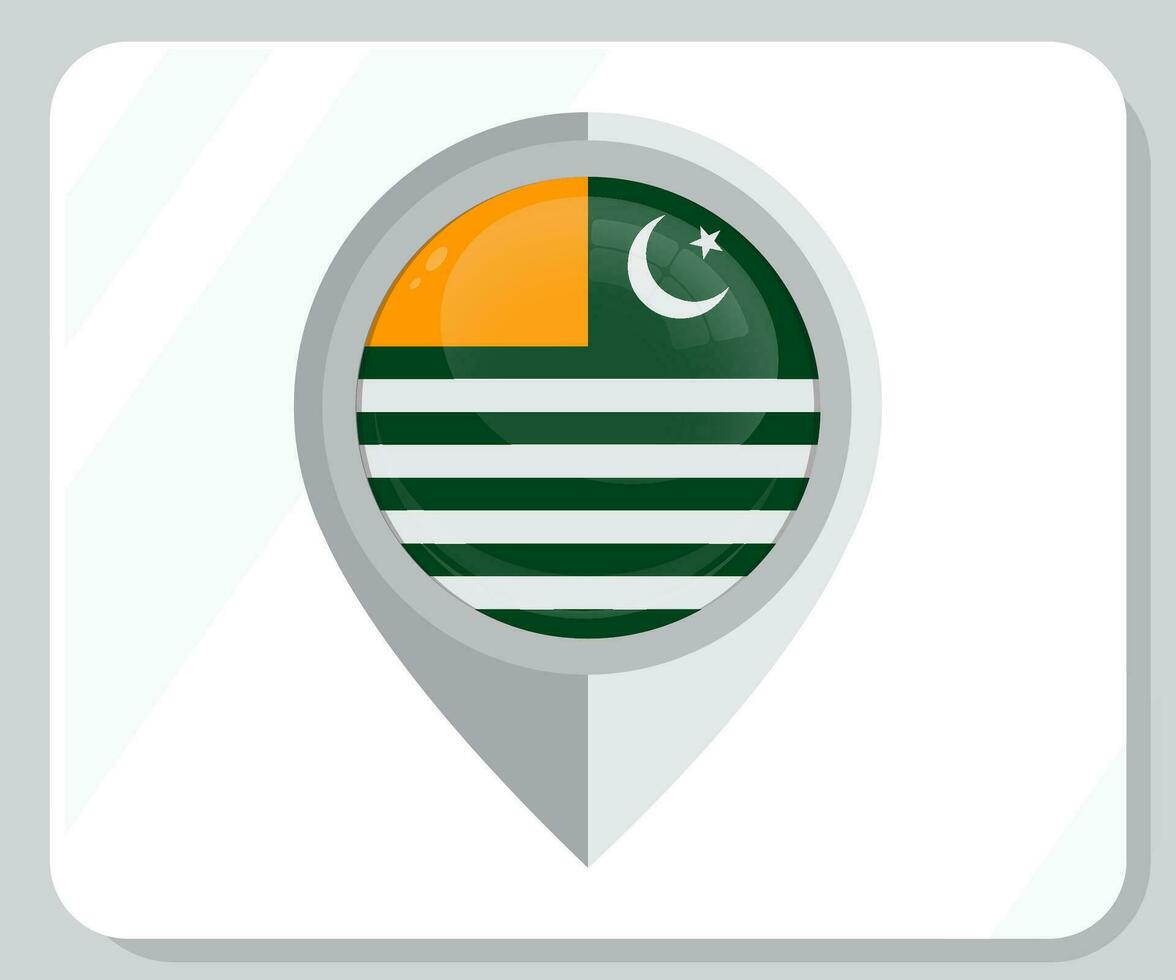 Kashmir Glossy Pin Location Flag Icon vector