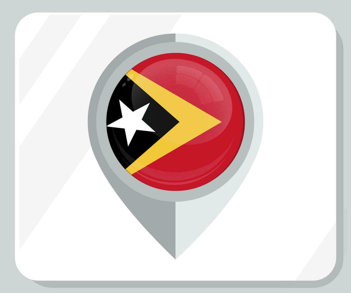 este Timor lustroso alfiler ubicación bandera icono vector