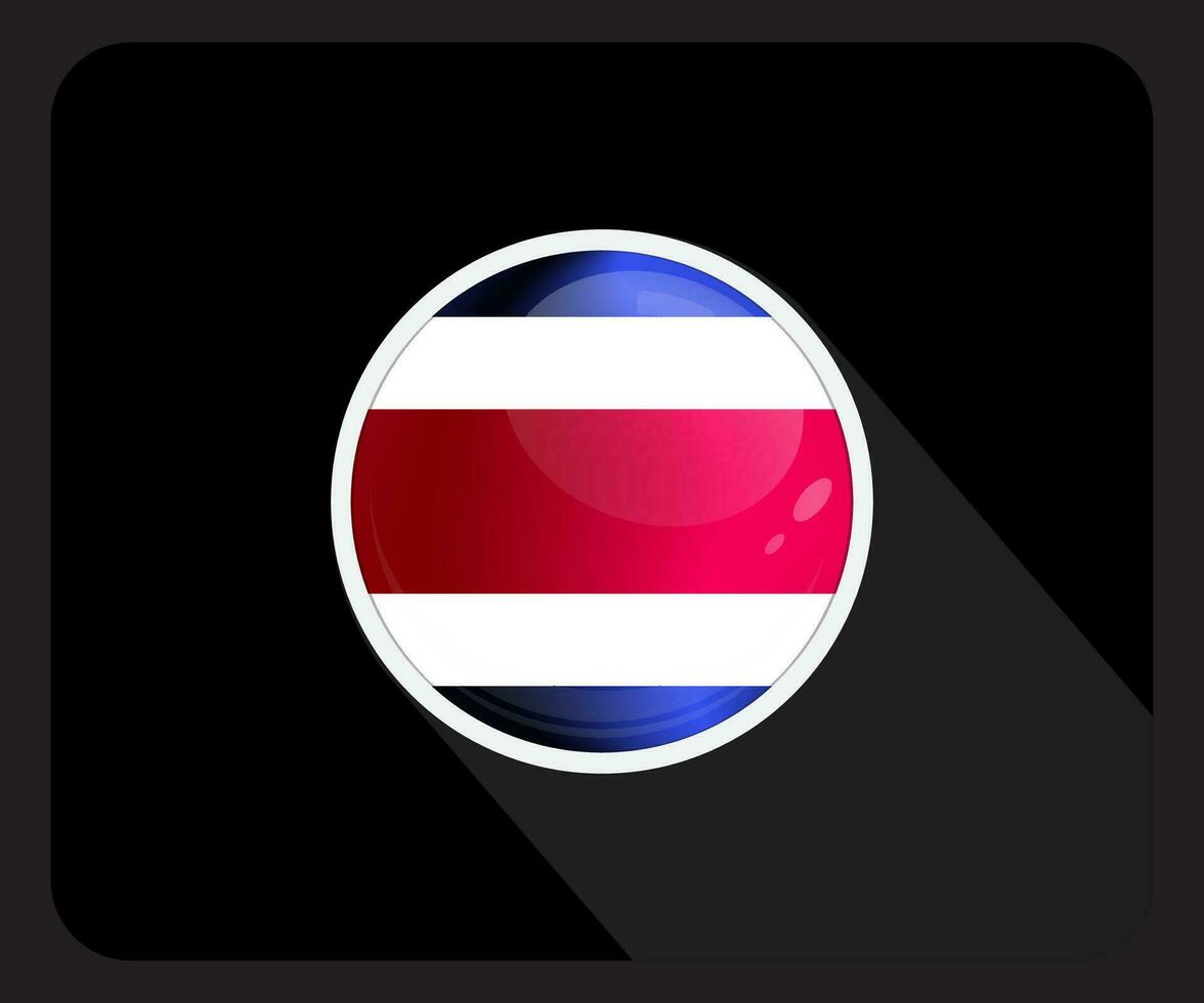 Costa Rica Glossy Circle Flag Icon vector