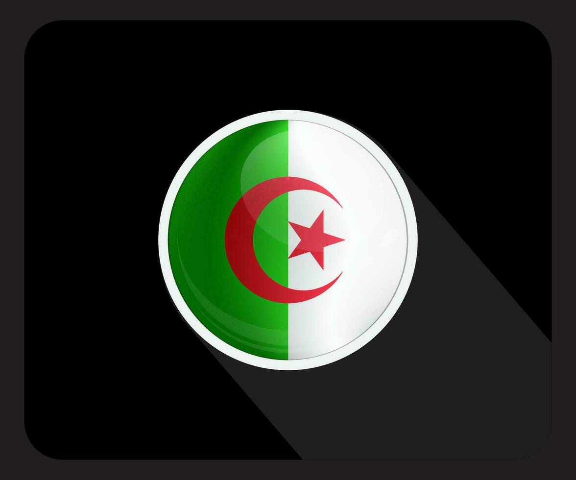 Algeria Glossy Circle Flag Icon vector