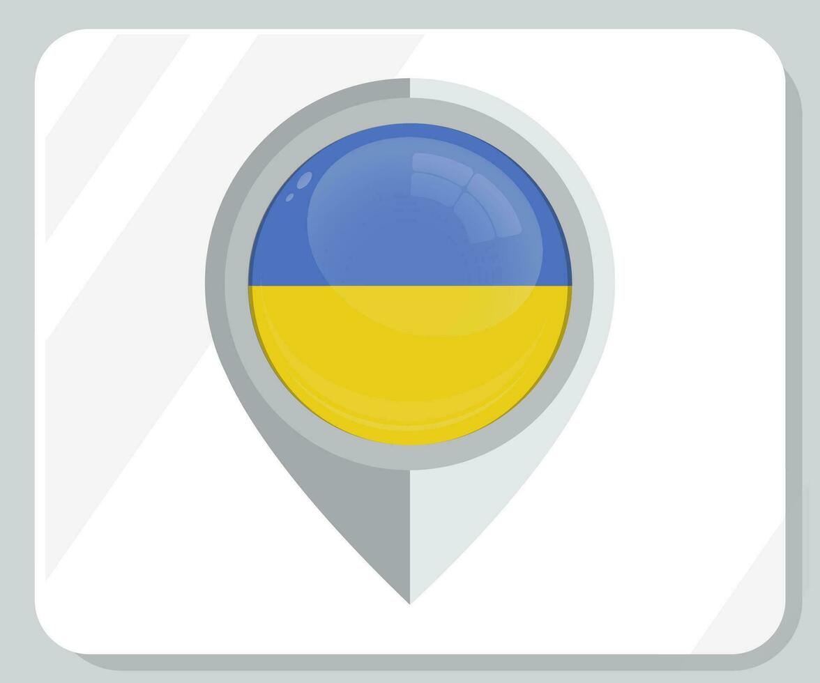 Ukraine Glossy Pin Location Flag Icon vector