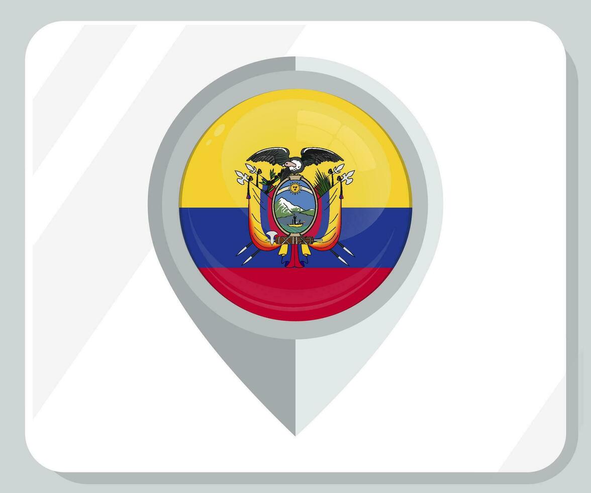 Ecuador lustroso alfiler ubicación bandera icono vector