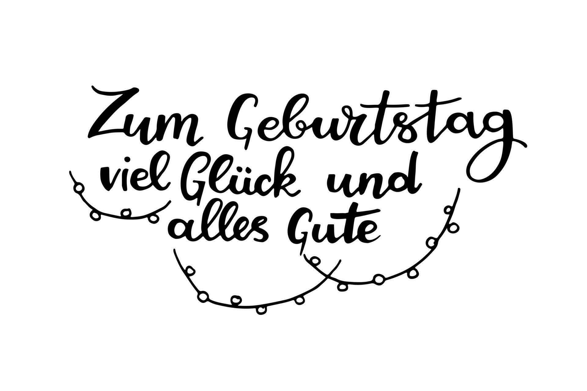 Hand sketched Viel Geburtstag zum Gluck quote as banner. Translated