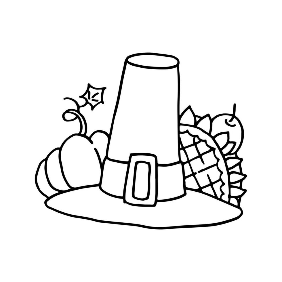 Thanksgiving Day symbols, vector sketch