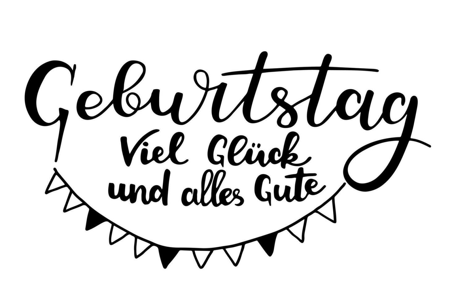 Happy Birthday greetings in German. Lettering vector