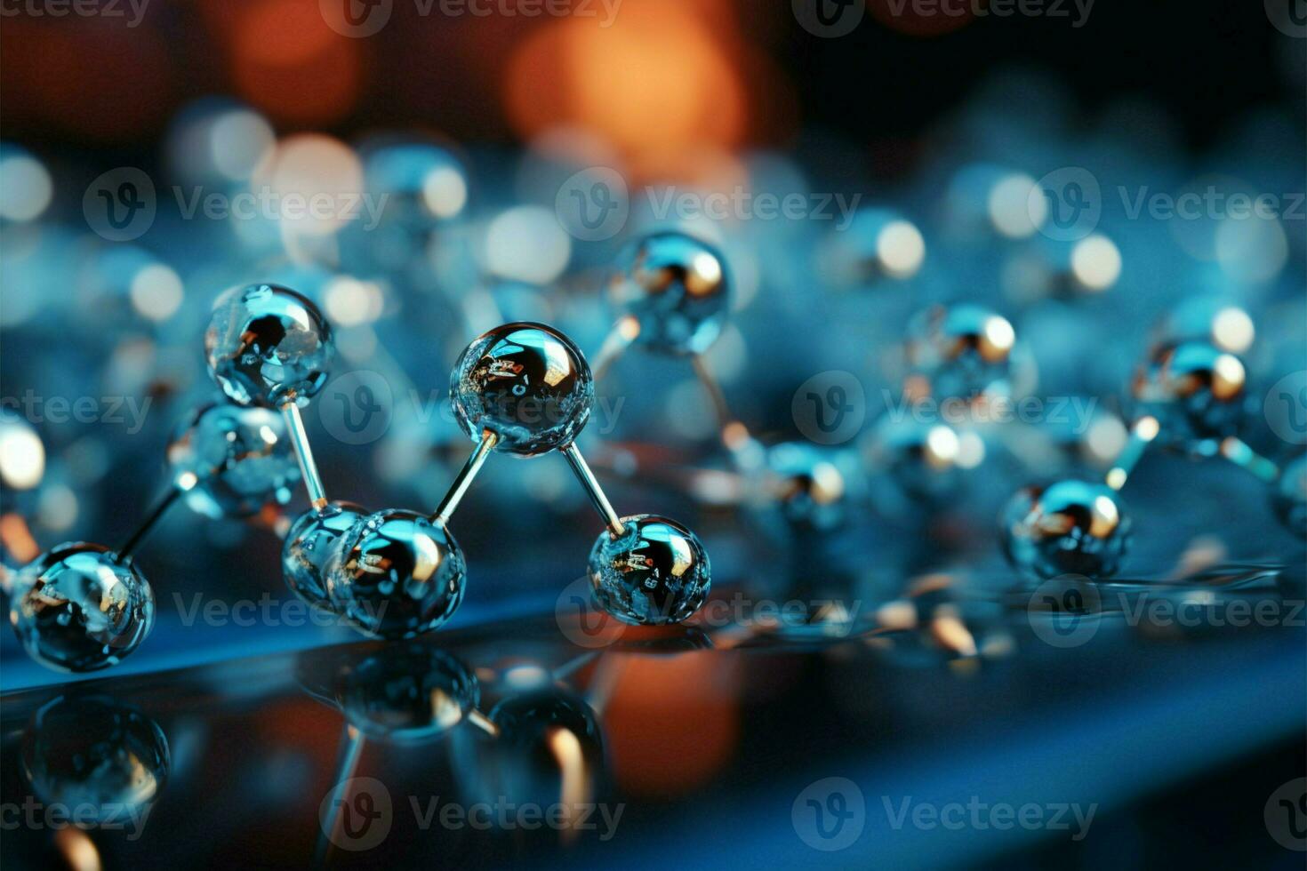A captivating science background with a 3D representation of a molecule model AI Generated photo