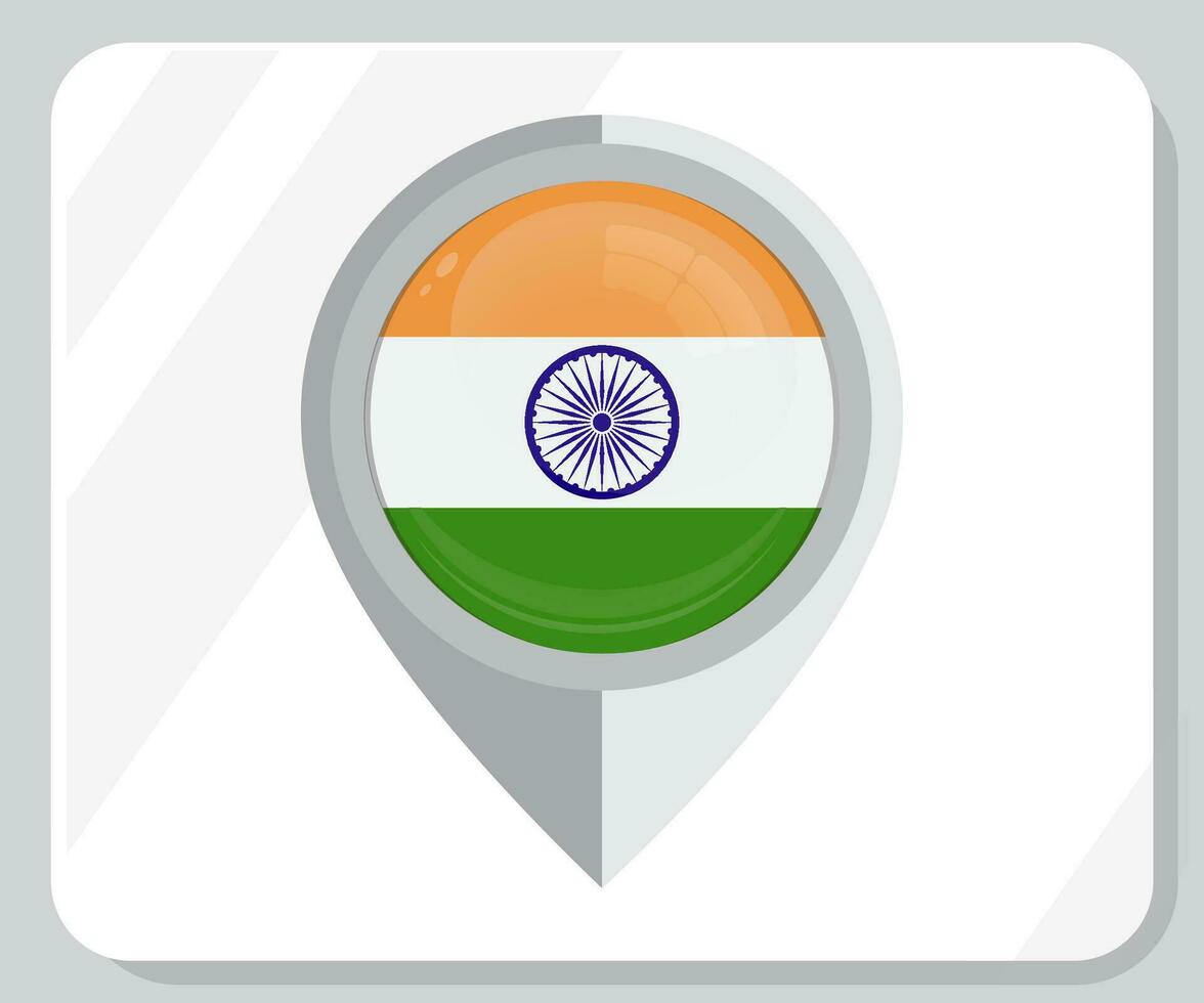 India lustroso alfiler ubicación bandera icono vector