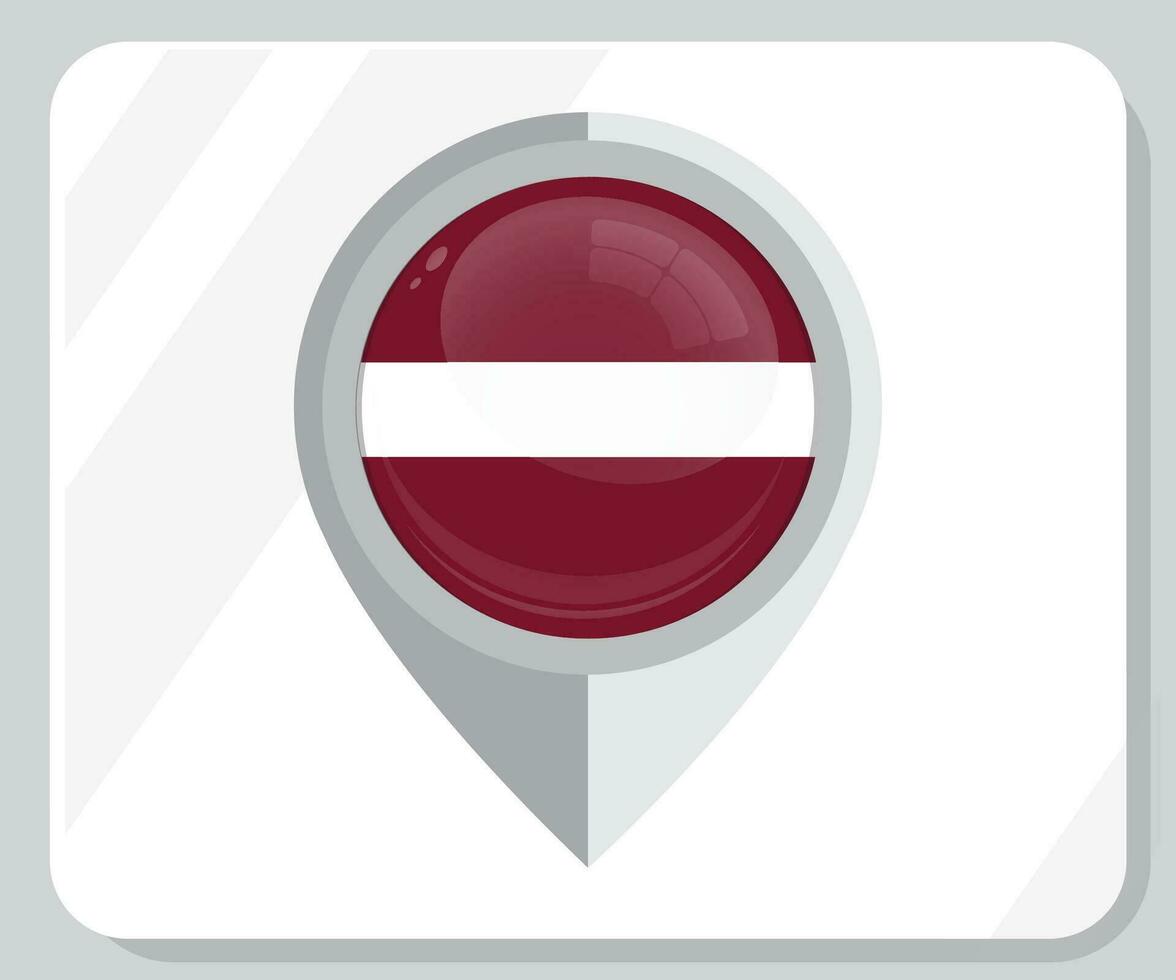 Latvia Glossy Pin Location Flag Icon vector