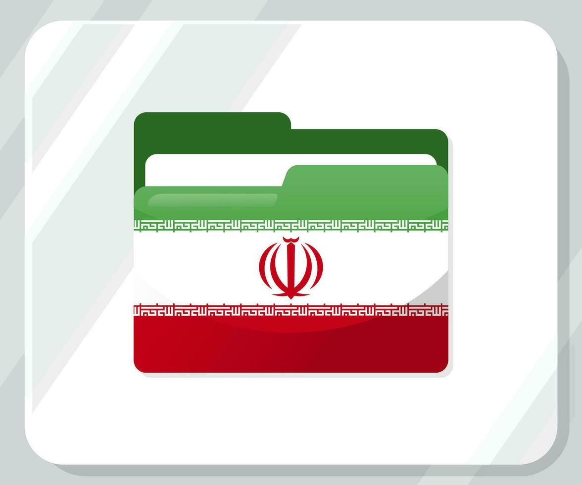 Iran Glossy Folder Flag Icon vector