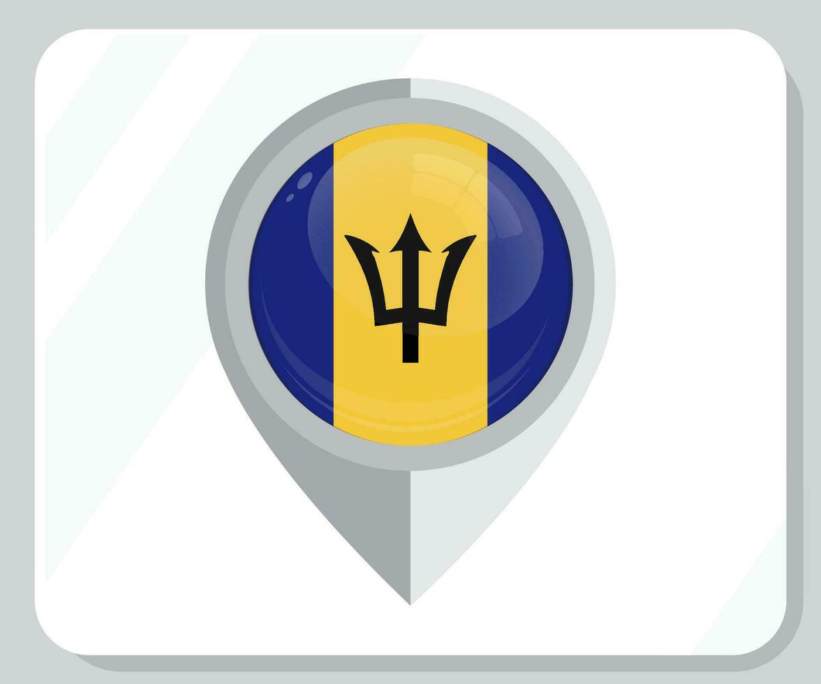 Barbados Glossy Pin Location Flag Icon vector