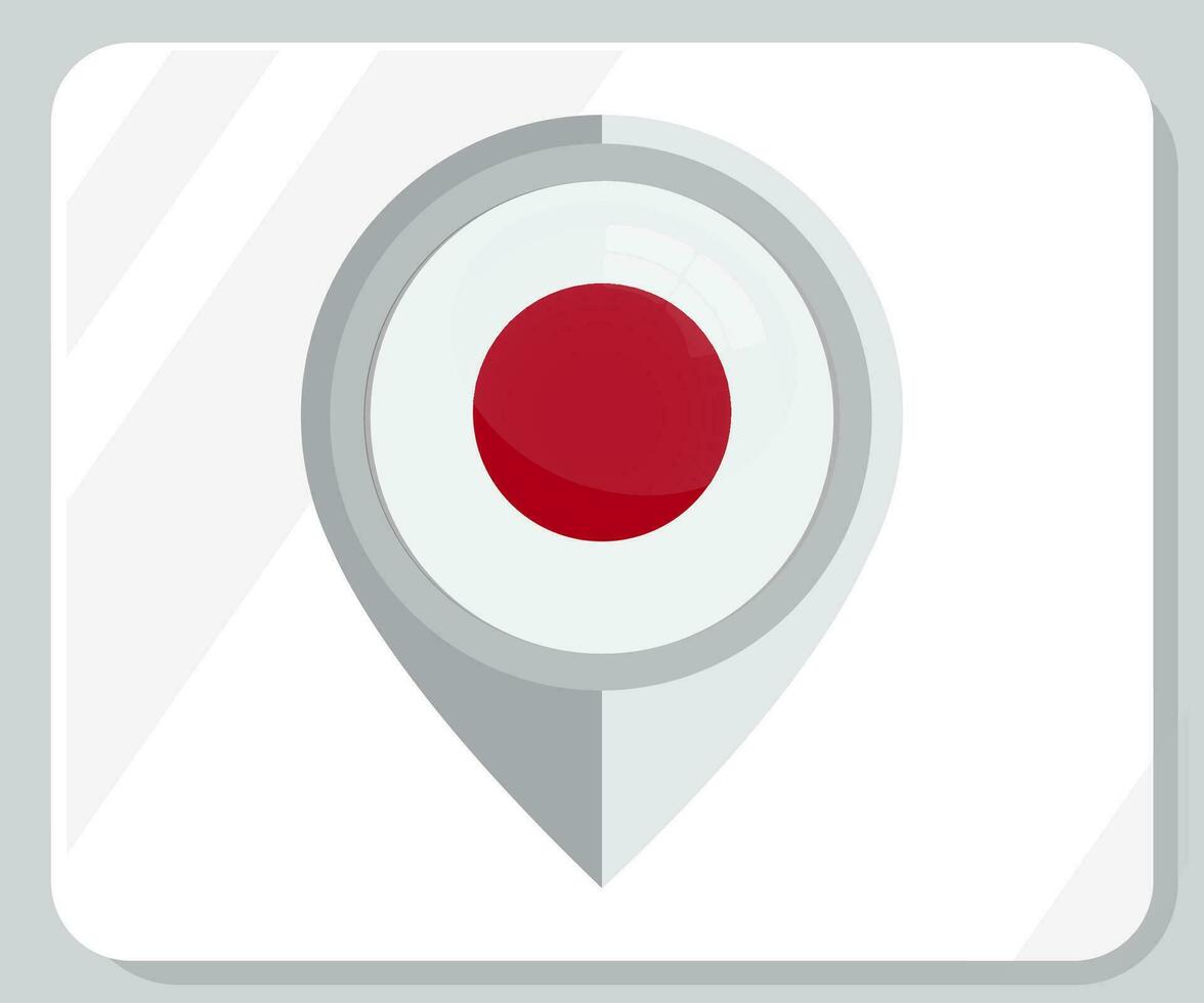 Japan Glossy Pin Location Flag Icon vector
