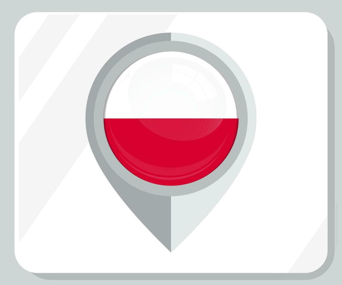 Poland Glossy Pin Location Flag Icon vector