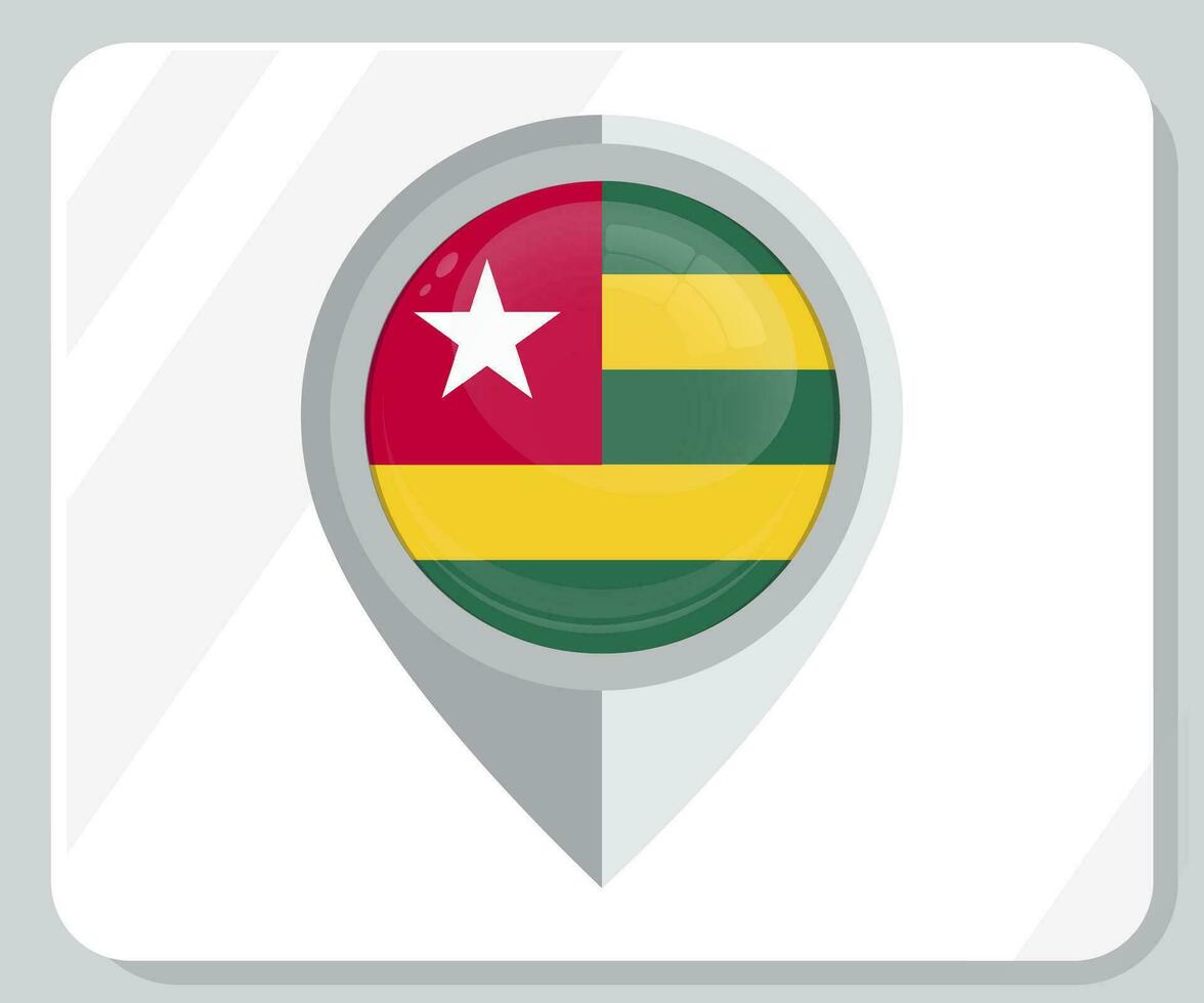 Togo Glossy Pin Location Flag Icon vector