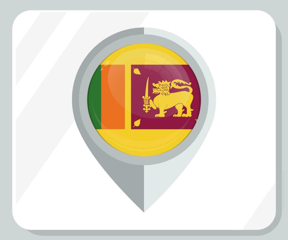 Sri Lanka Glossy Pin Location Flag Icon vector