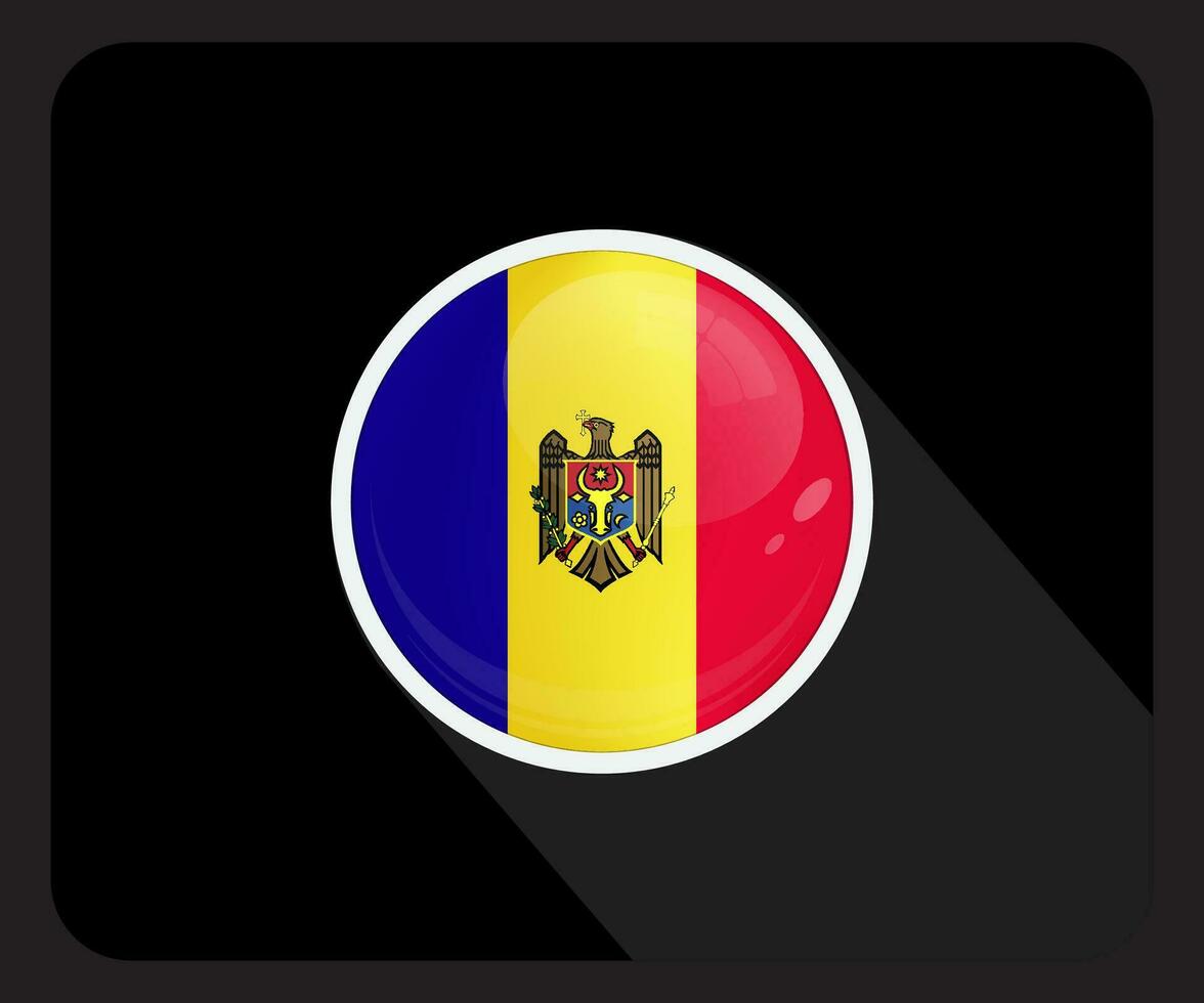 Moldova Glossy Circle Flag Icon vector