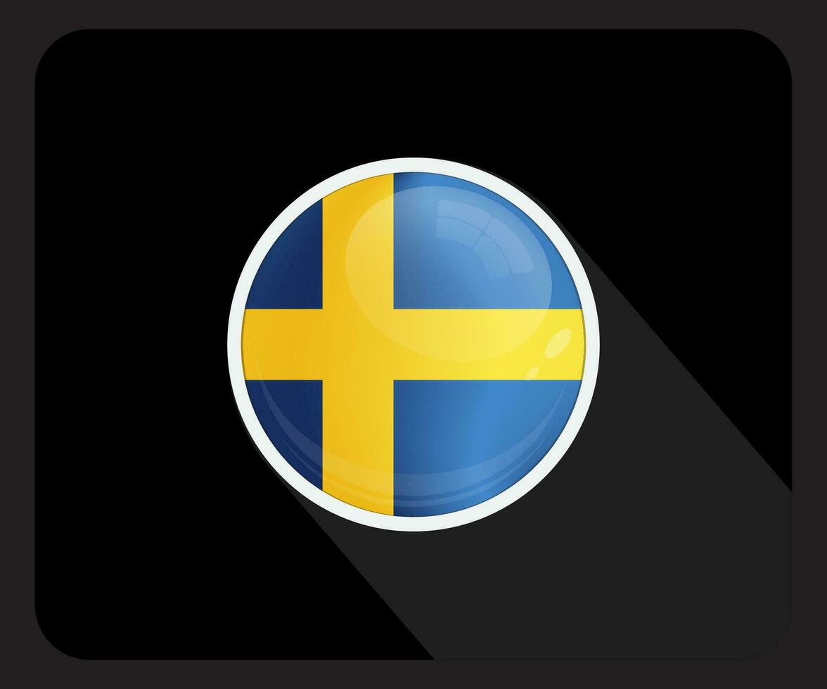 Suecia lustroso circulo bandera icono vector