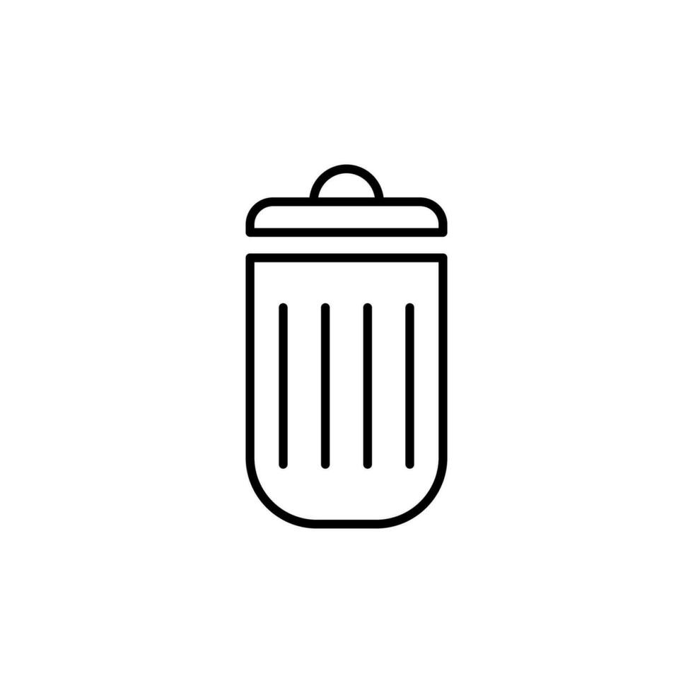 Garbage Can Vector Sign. Perfect for web sites, books, stores, shops. Editable stroke in minimalistic outline style