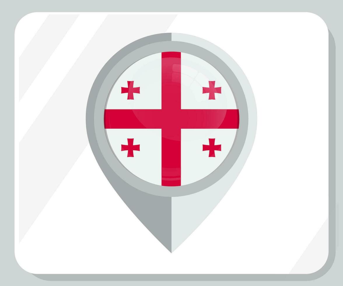 Georgia Glossy Pin Location Flag Icon vector
