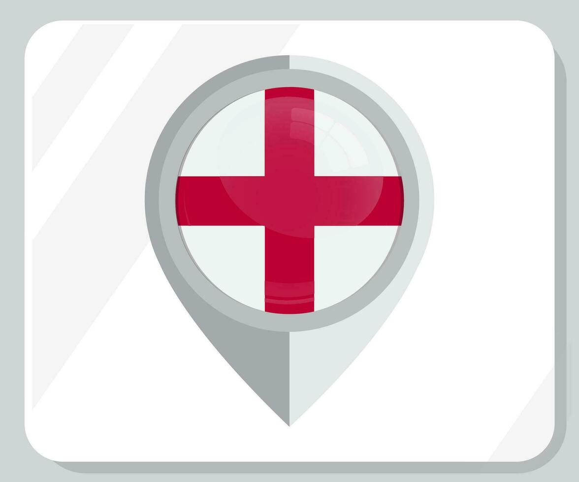 England Glossy Pin Location Flag Icon vector