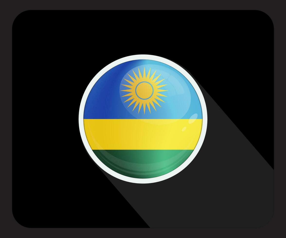 Ruanda lustroso circulo bandera icono vector