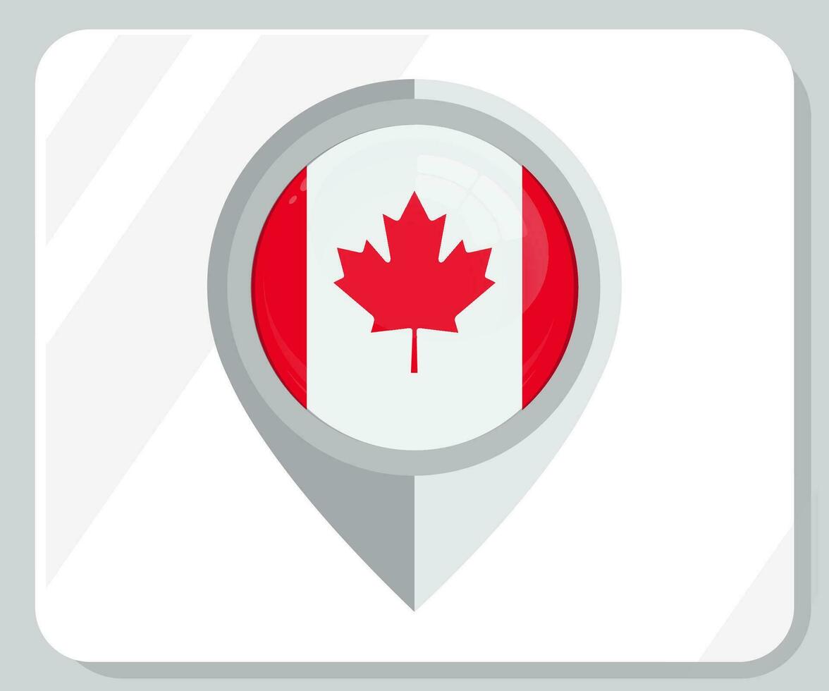 Canada Glossy Pin Location Flag Icon vector