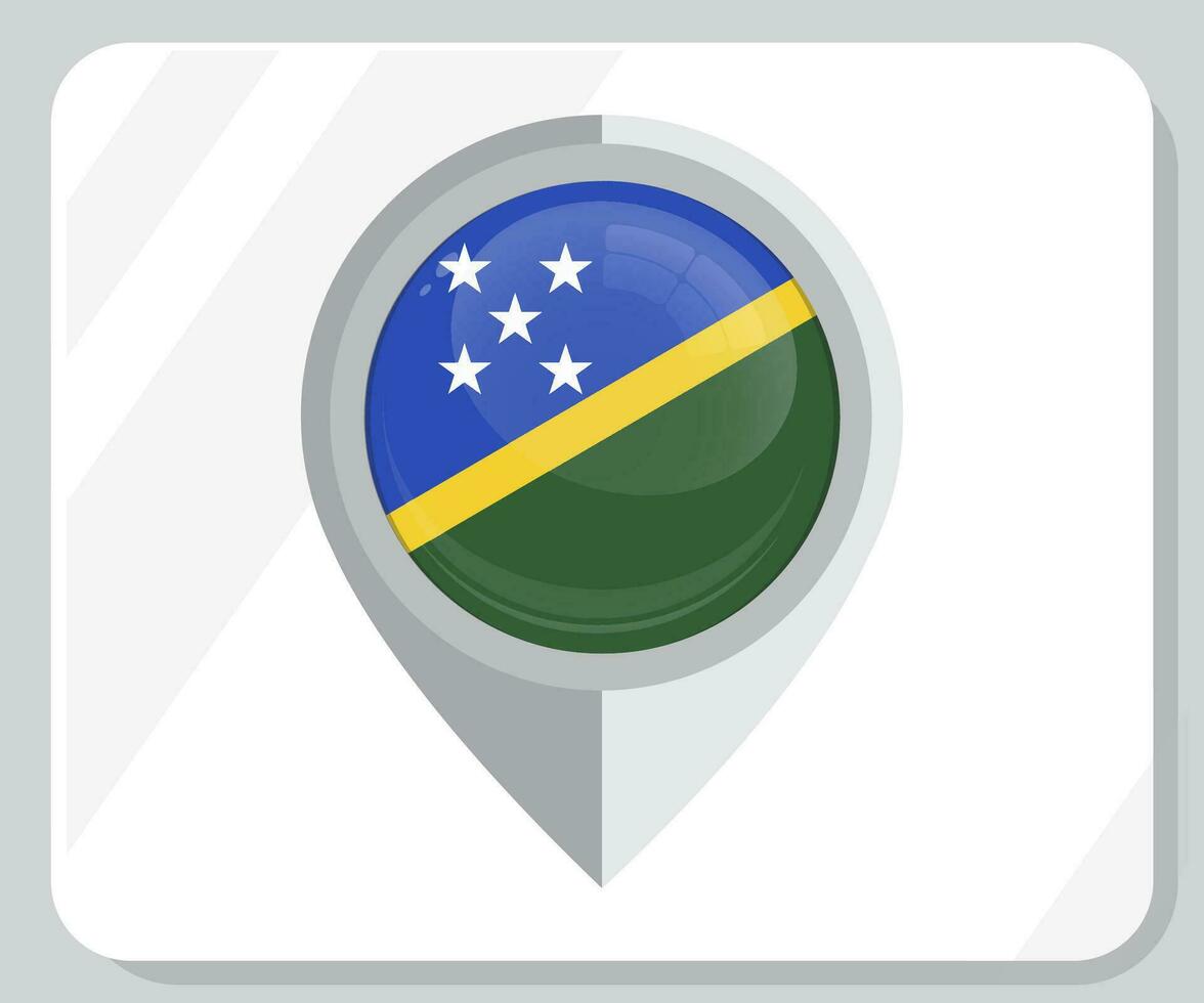 Solomon Islands Glossy Pin Location Flag Icon vector