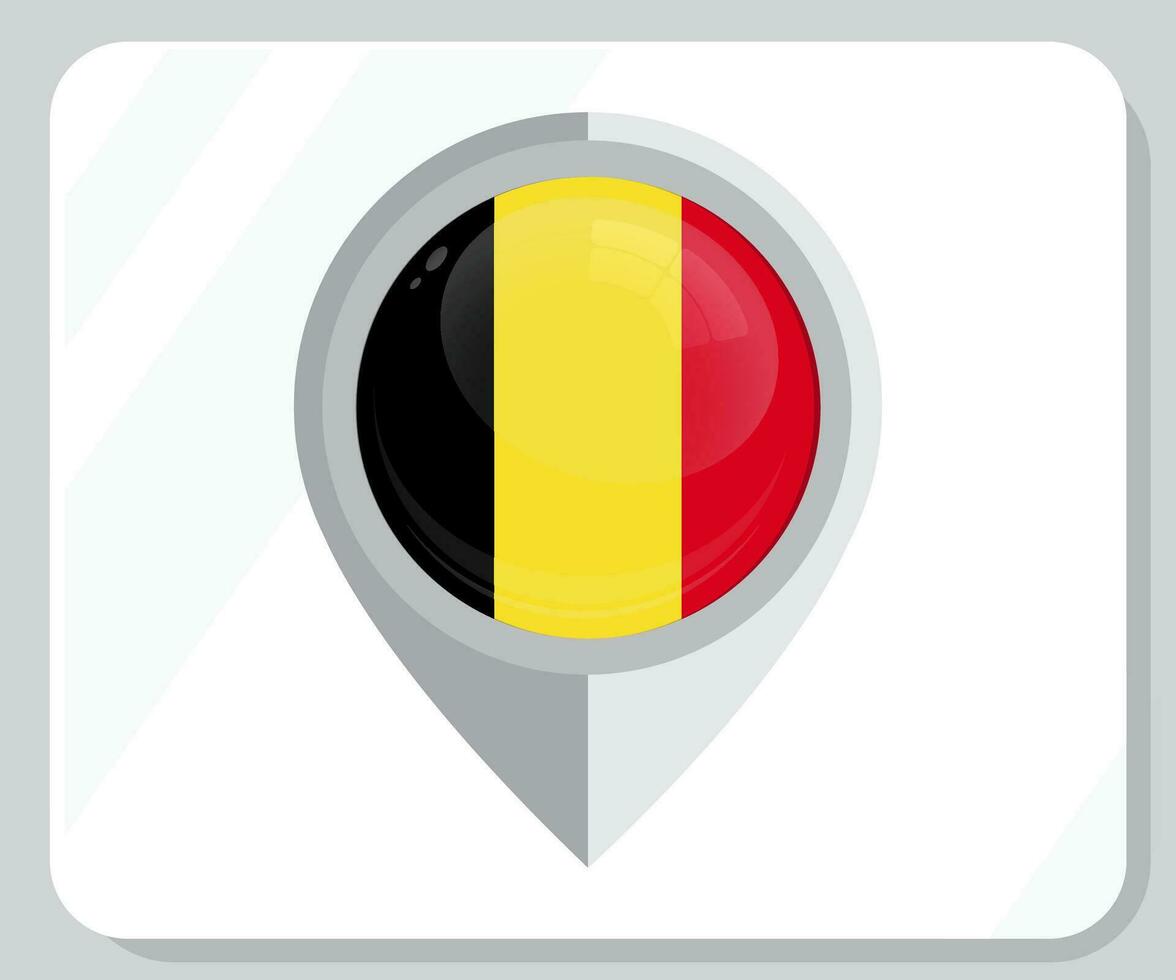 Belgium Glossy Pin Location Flag Icon vector