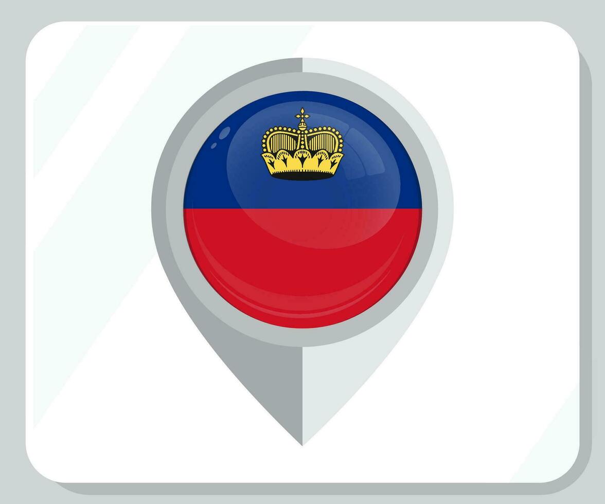 Liechtenstein Glossy Pin Location Flag Icon vector