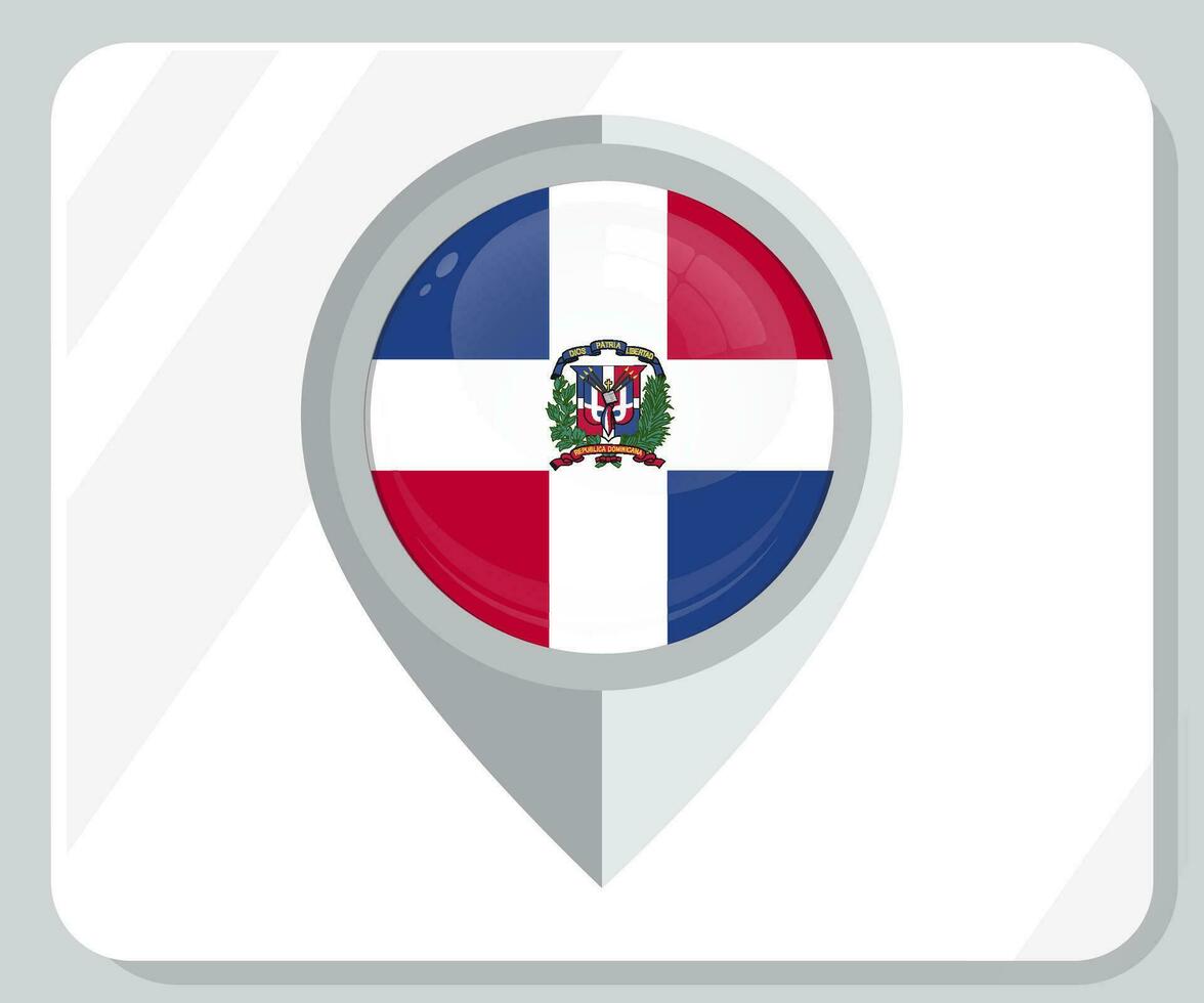 Dominican Glossy Pin Location Flag Icon vector
