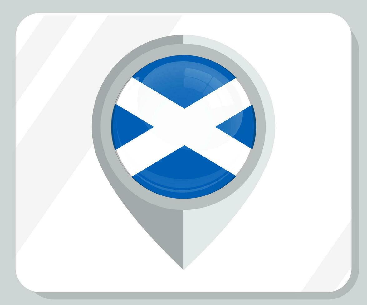 Scotland Glossy Pin Location Flag Icon vector