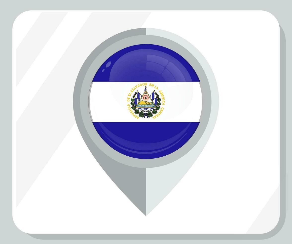 el salvador lustroso alfiler ubicación bandera icono vector