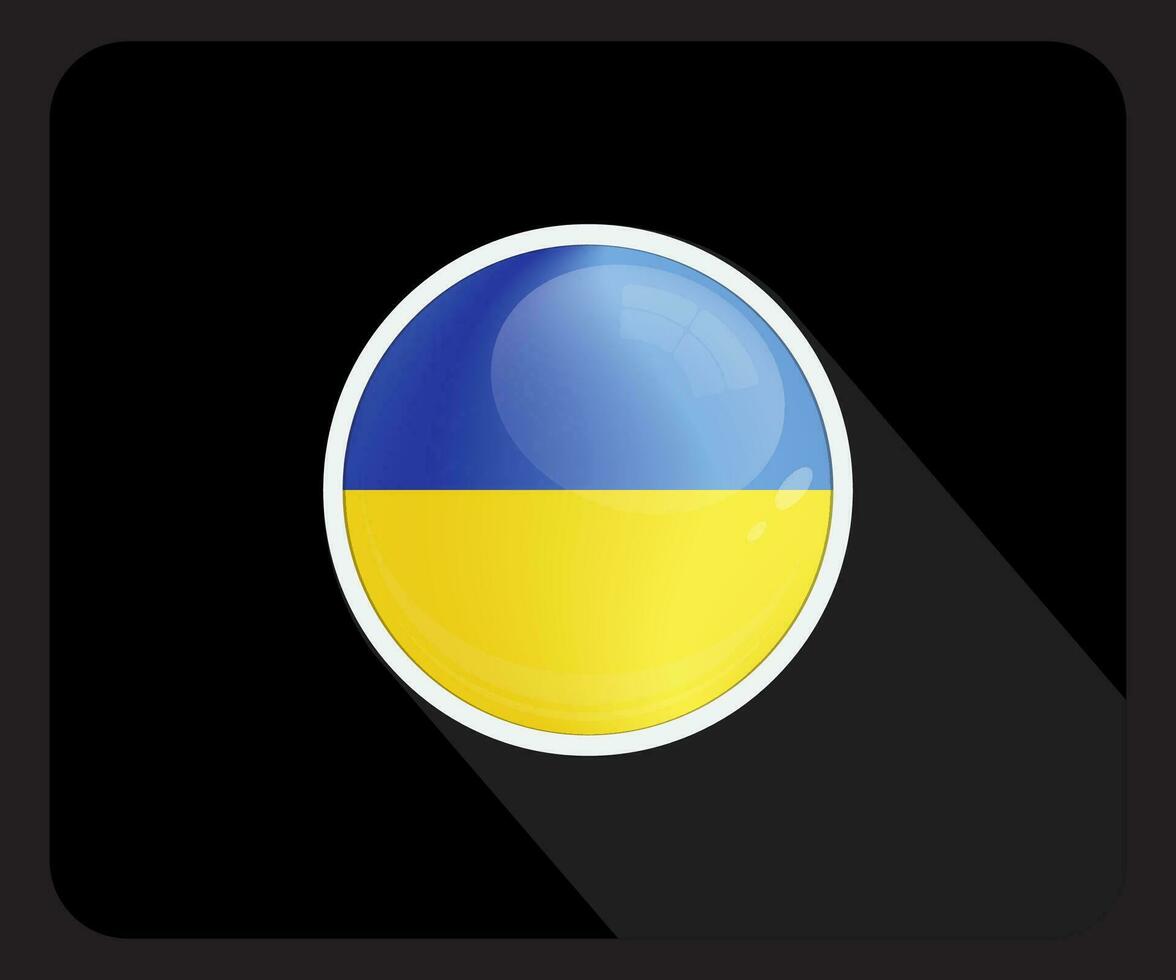 Ucrania lustroso circulo bandera icono vector