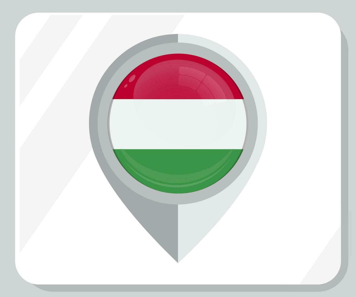 Hungary Glossy Pin Location Flag Icon vector