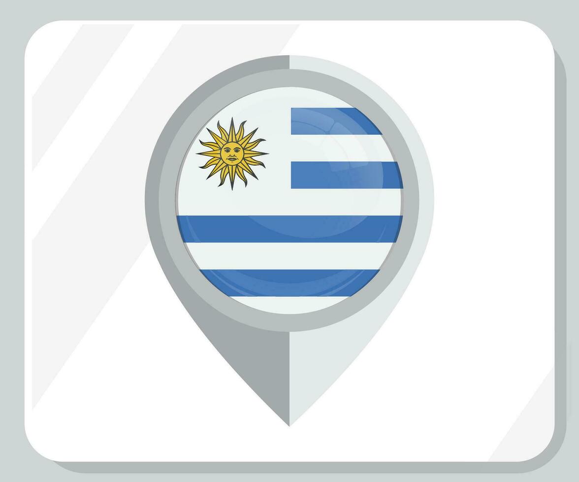 Uruguay Glossy Pin Location Flag Icon vector