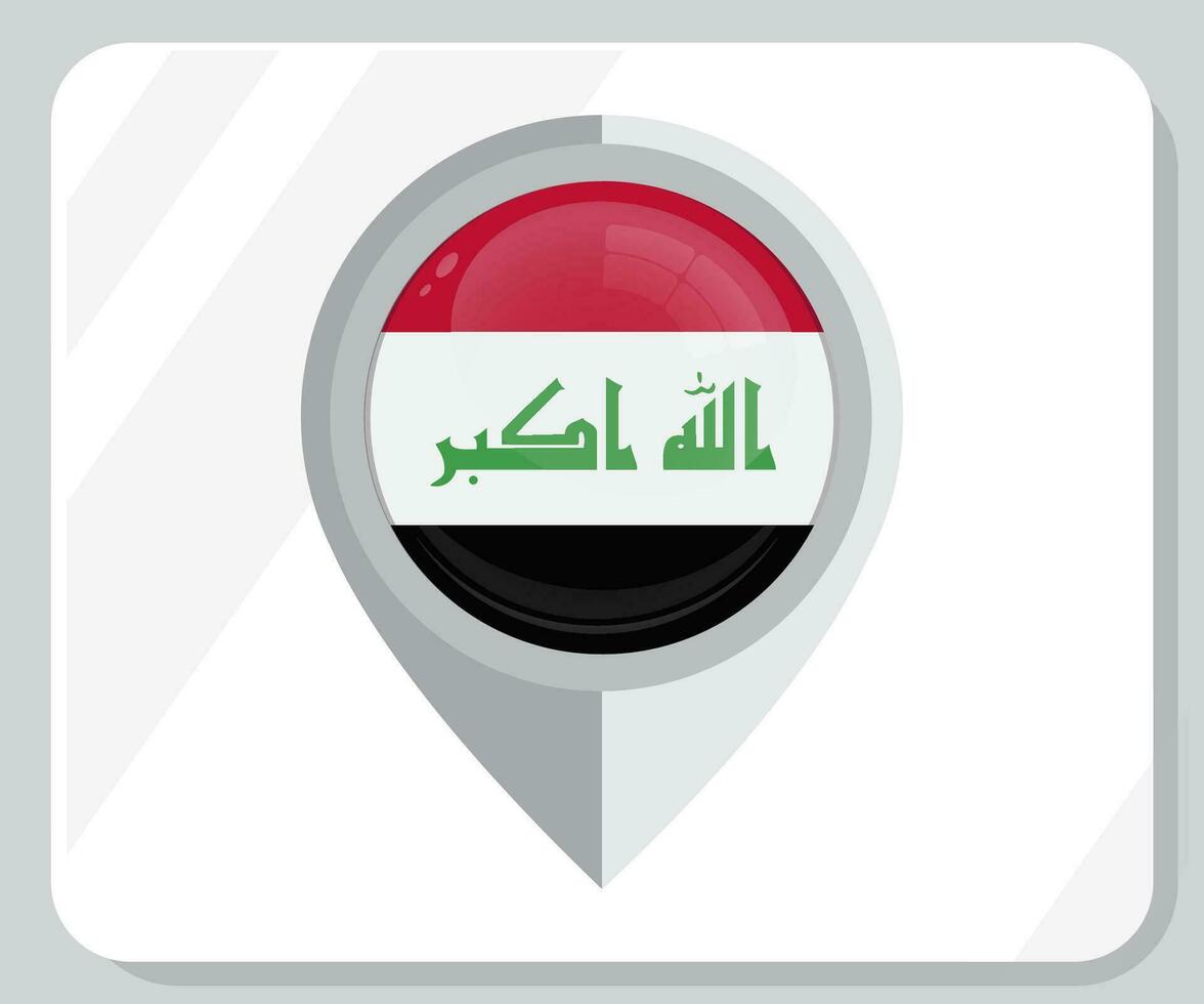 Irak lustroso alfiler ubicación bandera icono vector