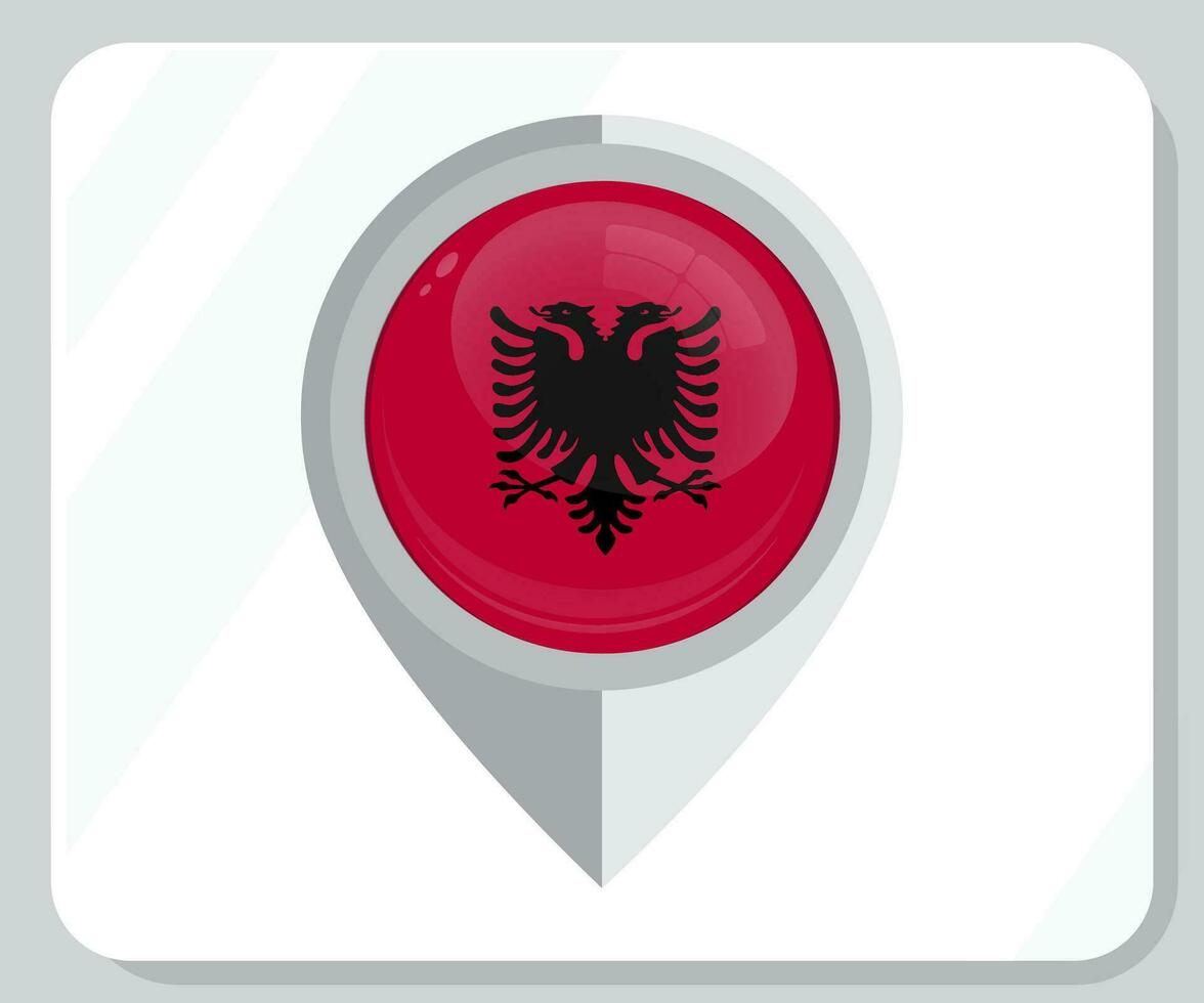 Albania Glossy Pin Location Flag Icon vector