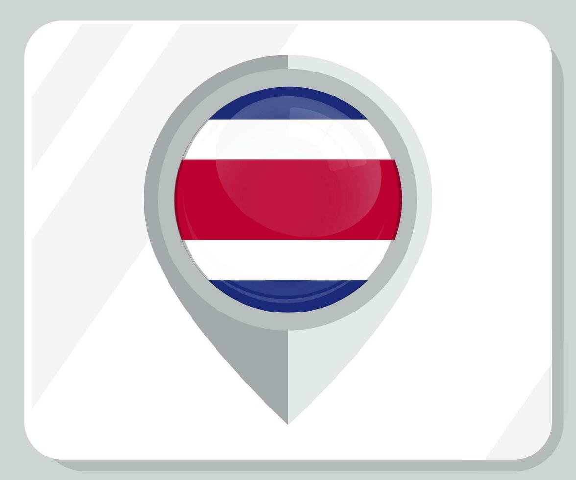 Costarica Glossy Pin Location Flag Icon vector